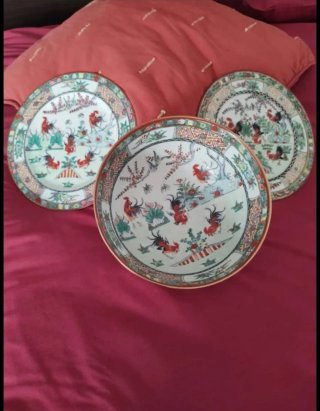 Lote de 3 Piezas de Porcelana de Macao
