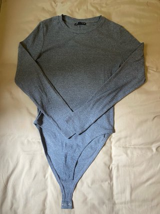 Body Gris Manga Larga Zara Talla L
