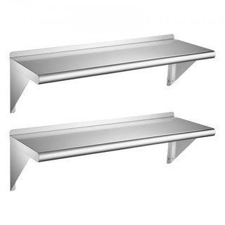 Estante de pared y balda de acero inox, 2 unidades