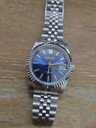 Reloj Seiko Mod Automático Azul y Plateado