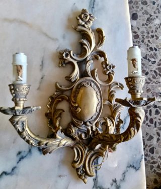 Aplique de pared vintage de bronce