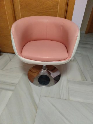 Sillón Giratorio y Elevable Beige y Rosa