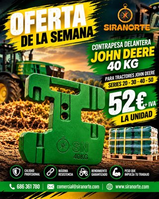 ¡OFERTA! Contrapesa delantera John Deere 40 kg