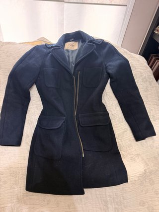 Abrigo de paño azul marino Zara Trafaluc