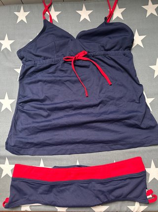 Biquini premamá azul y rojo