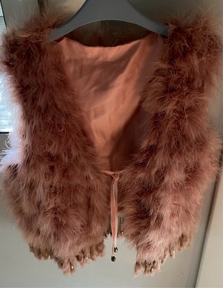 Chaleco de plumas malva talla única. Como nuevo