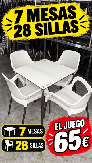 Conjunto de 7 Mesas y 28 Sillas a 65€ el juego