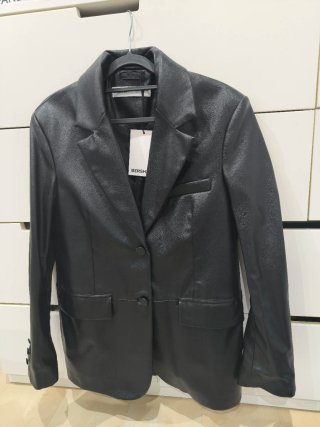 Americana Oversize Polipiel Negra Bershka