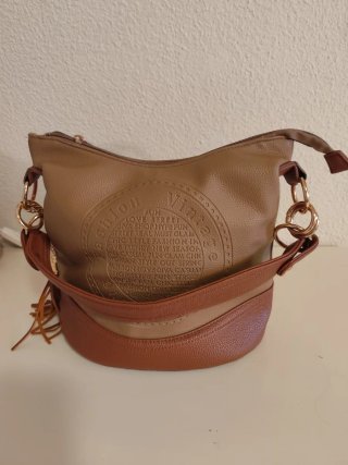 Bolso Vintage Marrón y Beige