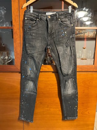 Pantalón Vaquero Negro Bershka Talla 40