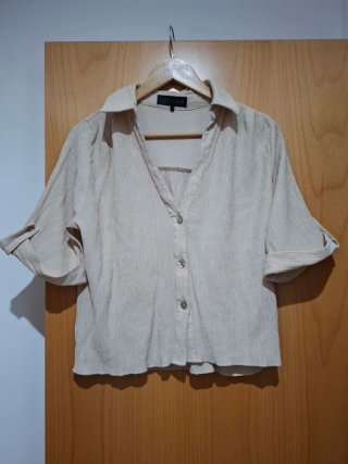 Camisa de manga corta beige