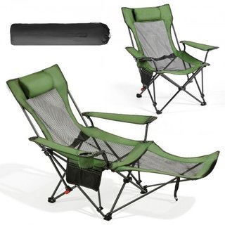 Silla de camping reclinable y tumbona, malla verde