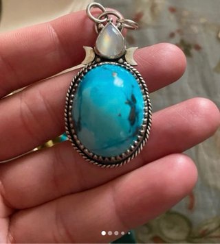 Colgante de Plata com piedra luna  y Turquesa aute