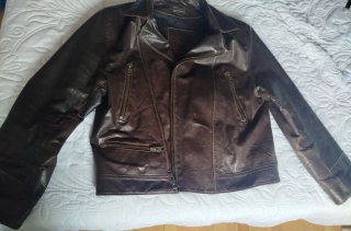 Cazadora de Piel Marrón Talla XL