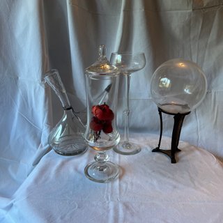 Lote 4 Piezas Cristal Vintage - Porrón Plata Ley