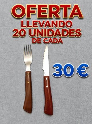Set de 20 Cuchillos Chuleteros y 20 Tenedores