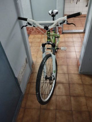 Bicicleta de Montaña Verde y Blanca