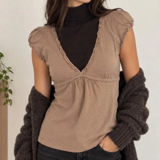 Camiseta Marrón Zara Y2K Talla S