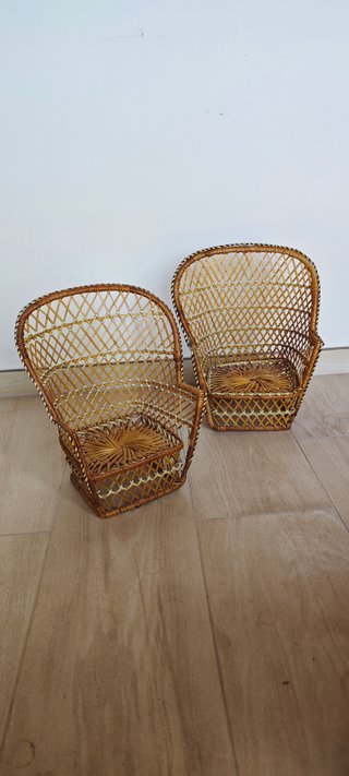 Coppia Poltroncine Mini Vintage in Bambù