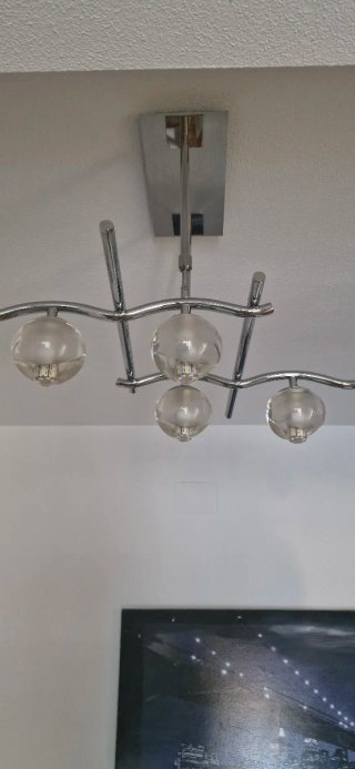 Lámpara de Salón de Metal y Cristal