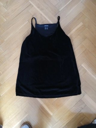 Camiseta de tirantes de terciopelo negra
