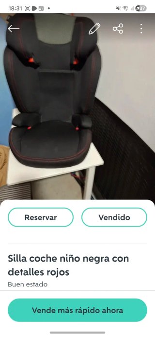 Silla de coche para niño negra