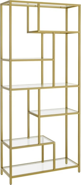 Estantería y librería de 6 baldas, vidrio templado