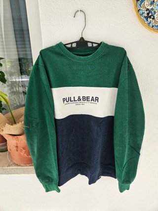 Sudadera Pull&Bear Verde, Azul y Blanco