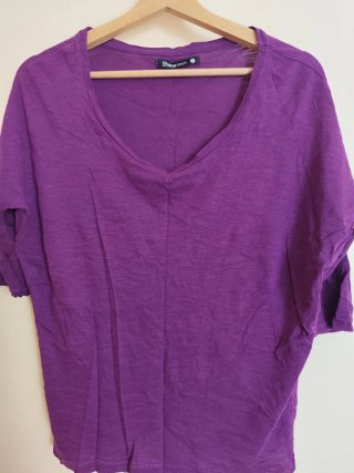 Camiseta/Blusa Morada mujer manga 3/4