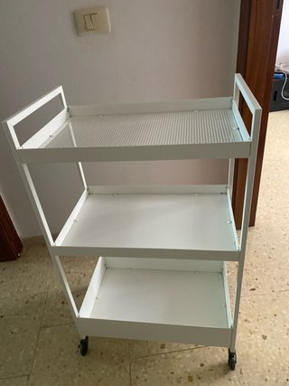 Carrito Auxiliar Blanco con Ruedas