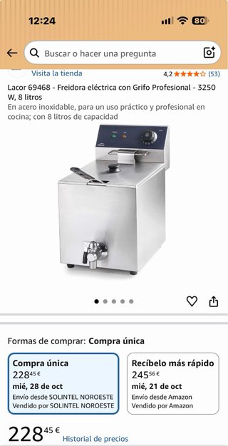 Freidora en caja sin estrenar profesional Lacor