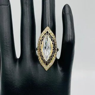 Anillo Lanzadera Grande Piedra Blanca 18K