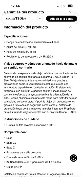 Silla de coche Cybex Sirona T i-Size