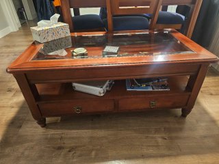 Mesa de centro de madera maciza elevable con cajon
