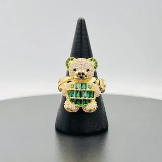 Anillo Oso Circonitas Verde 18K