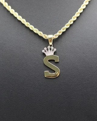 Colgante Letra S con Circonitas 18K