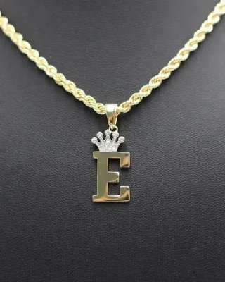 Colgante Letra E con Circonitas 18K