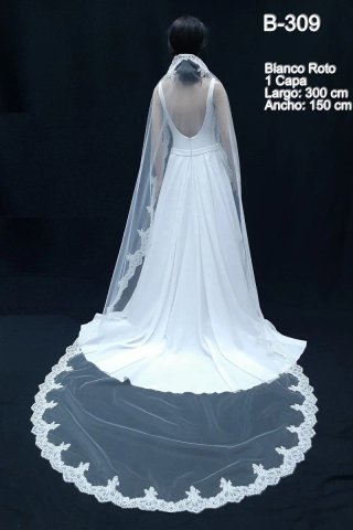 Velo de Novia Largo con Encaje (3 metros)