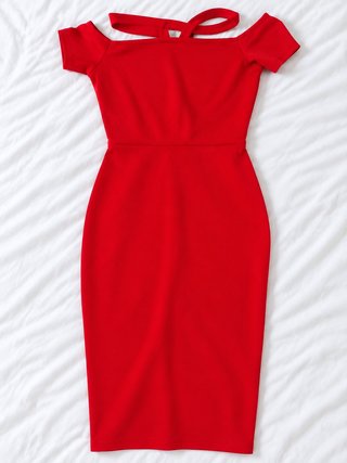 Vestido Corto Rojo Cuello Halter Talla XL