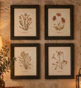 Set de 4 Cuadros de Flores Secas
