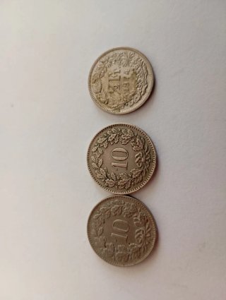 Lote de 3 Monedas Suizas