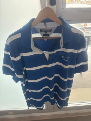Polo Tommy Hilfiger Rayas Azul y Blanco XL