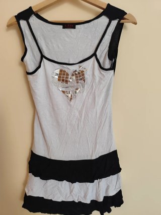 Vestido camisero blanco y negro