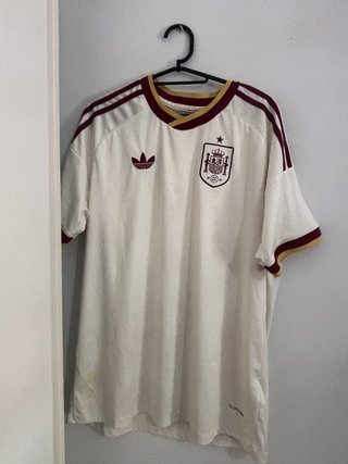 Camiseta España Adidas Blanca y Burdeos