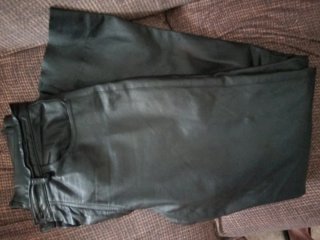 Pantalones de cuero genuino negros talla L