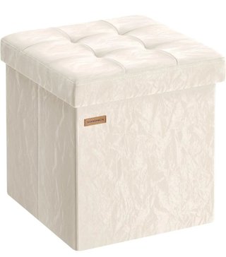 SONGMICS Puff Almacenaje, Baúl plegable de 38 cm