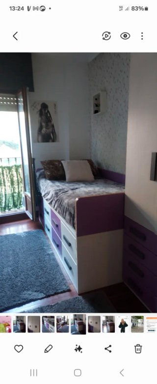 Habitación juvenil con cama nido y armario
