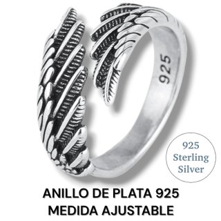 ANILLO DE PLATA 925 CON DISEÑO DE PLUMAS