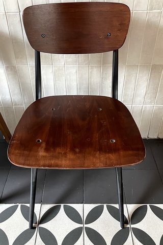 Silla industrial vintage metal madera para reparar