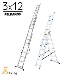 Escalera Extensible de Tijera 3x12 Peldaños